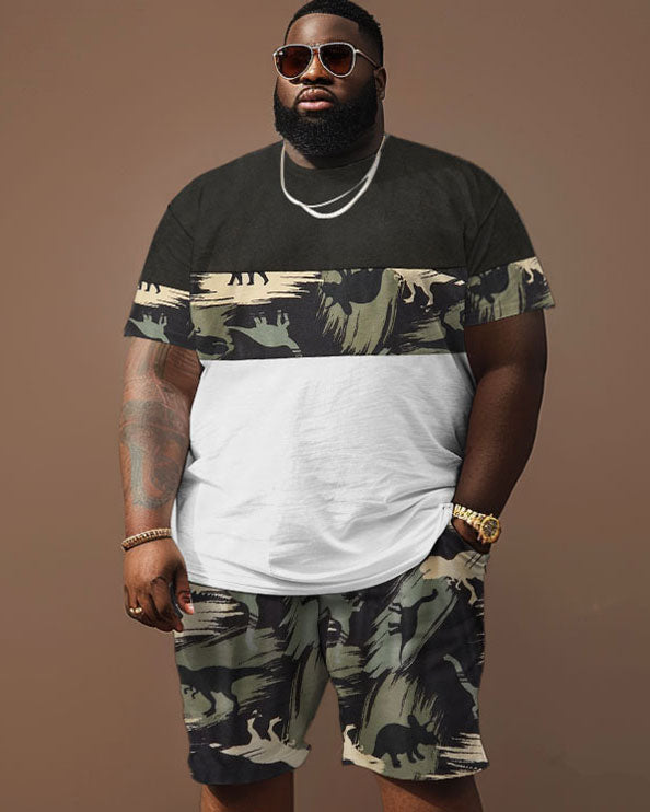 Big & Tall Colorblock Graphic Two-piece Set for big men view 1