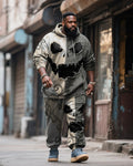 Big & Tall Graphic Skull Hoodie Sweatpants Set for big men view 1