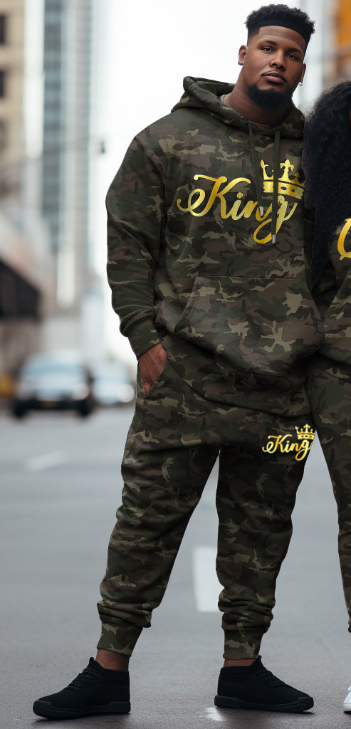 Big & Tall Graphic Camouflage Hoodie Sweatpants Set for big men view 11