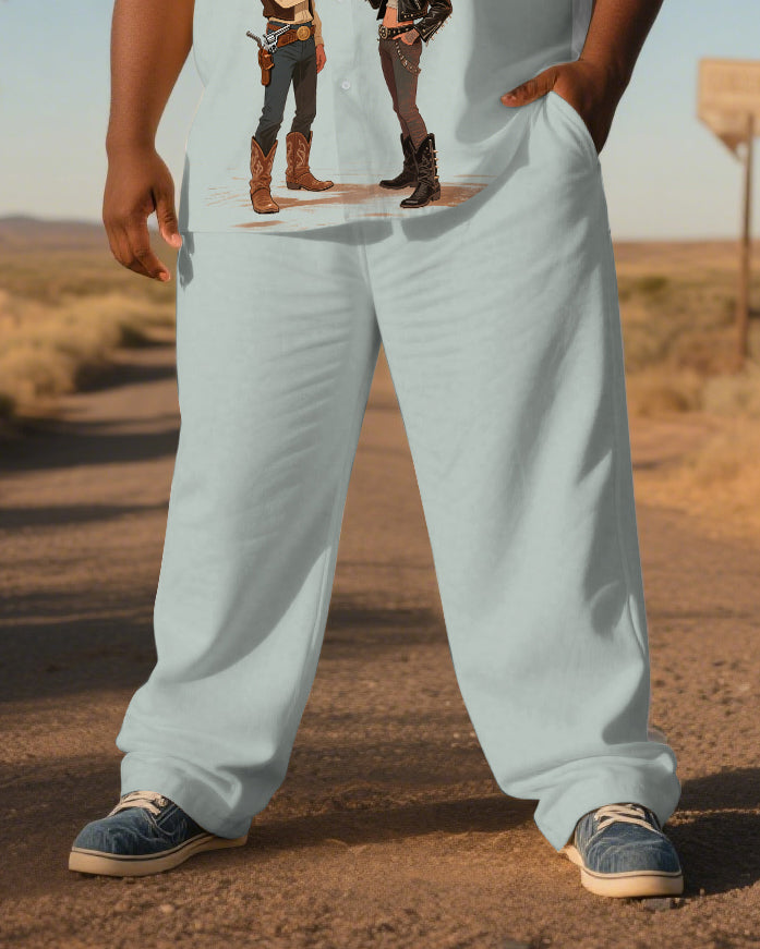 Big & Tall Western T-Shirt Pants Set for big men view 3