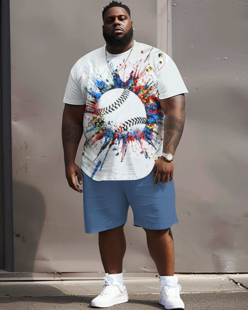 Big & Tall Graphic Streetwear Two-piece Set for big men view 2