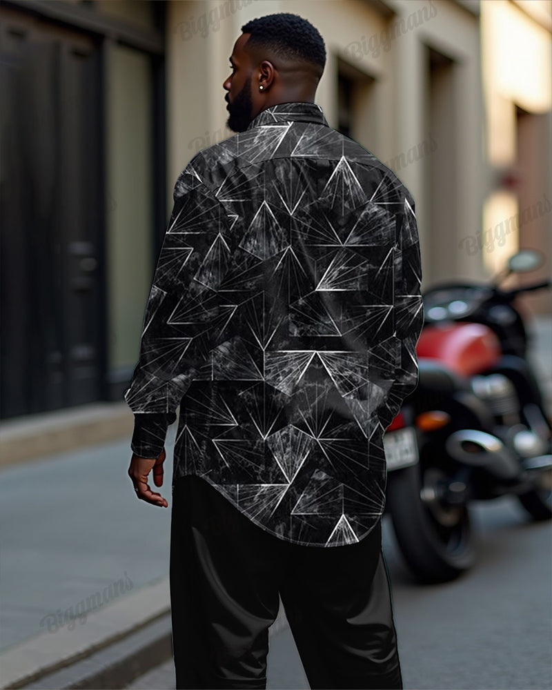 Big & Tall Geometric Business Casual Two-piece Set for big men view 2