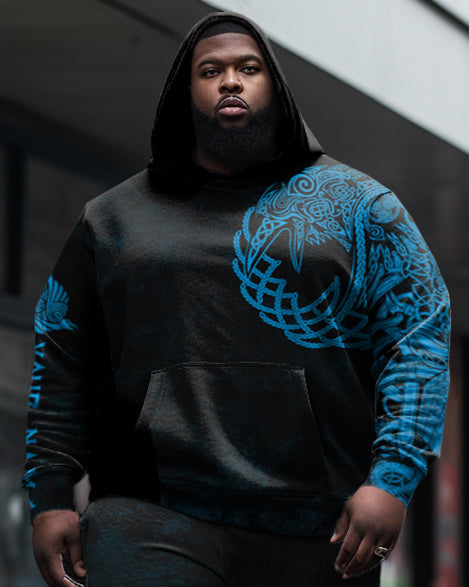 Big & Tall Streetwear Vintage Hoodie Sweatpants Set for big men view 2