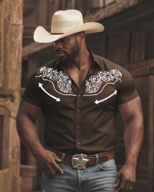 Big & Tall Western Short Sleeve Shirt for big men view 2
