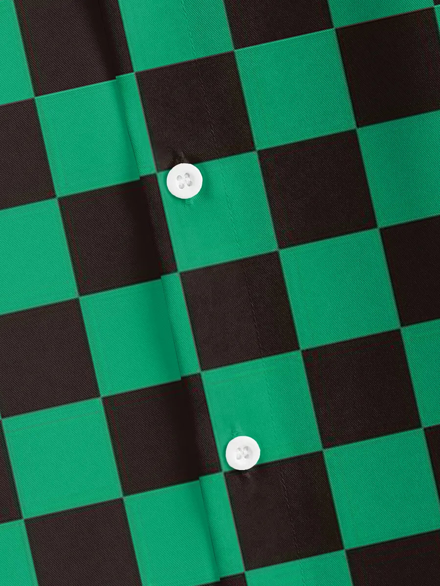 Big & Tall Green Plaid Shirt Pants Set for big men view 4