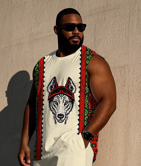Big & Tall Geometric Vest Pants Set for big men view 2