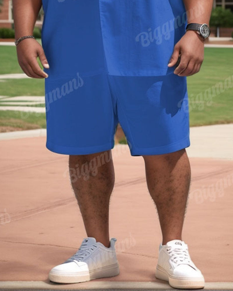 Big & Tall Blue Graphic T-Shirt Shorts Set for big men view 5