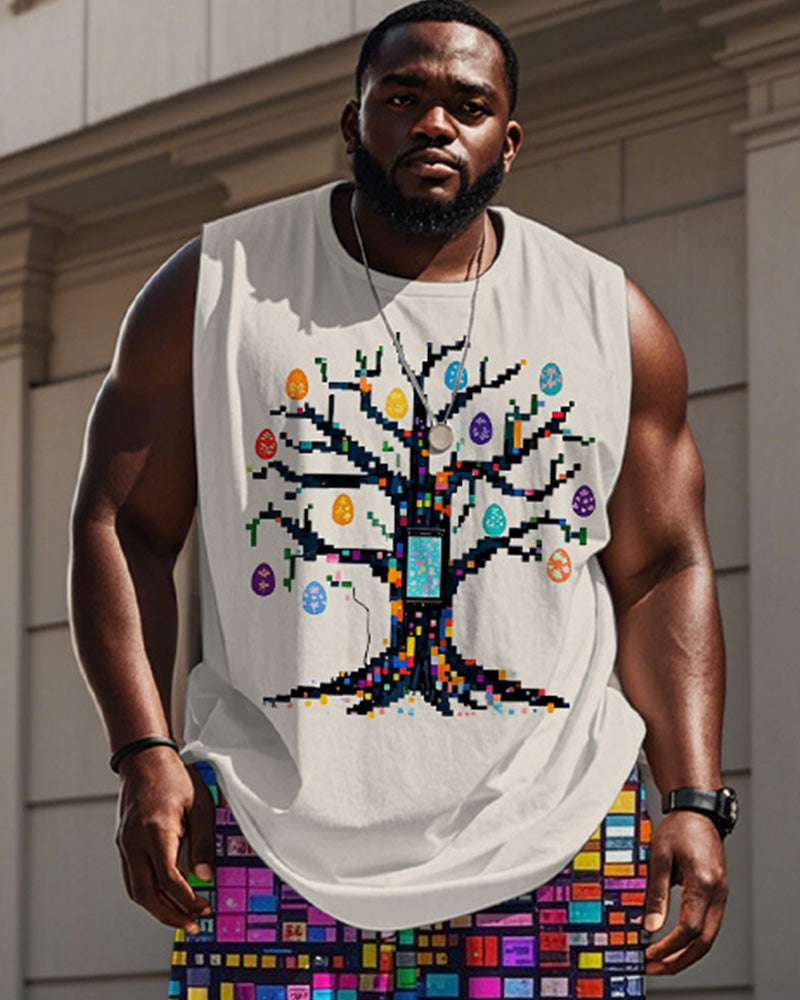 Big & Tall Graphic Vest Pants Set for big men view 2
