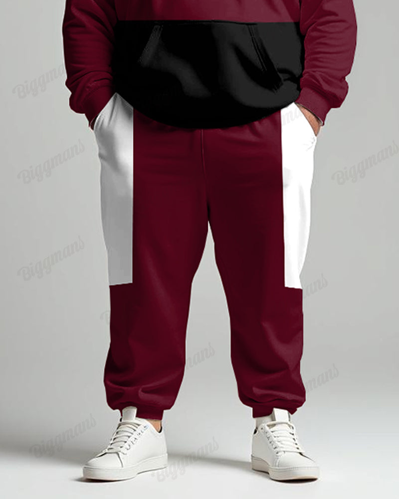 Big & Tall Colorblock Graphic Hoodie Sweatpants Set for big men view 4