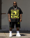 Big & Tall Black Juneteenth T-Shirt Shorts Set for big men view 1