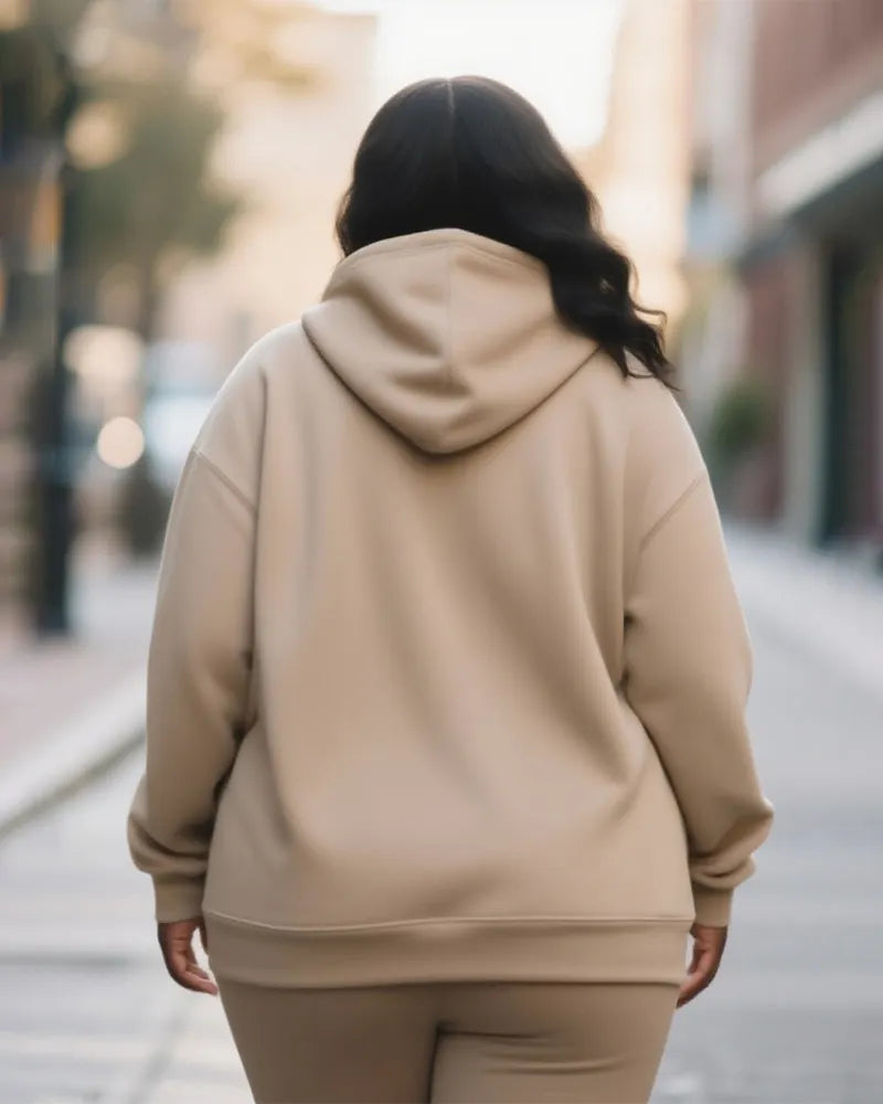 Big & Tall Khaki Streetwear Hoodie for big men view 2