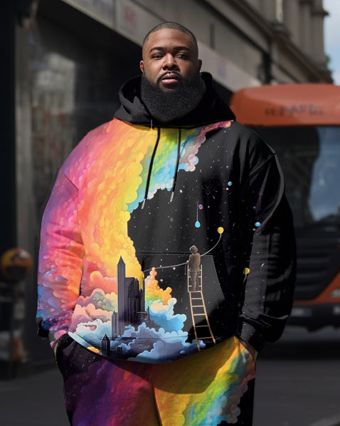 Big & Tall Graffiti Hoodie Sweatpants Set for big men view 2