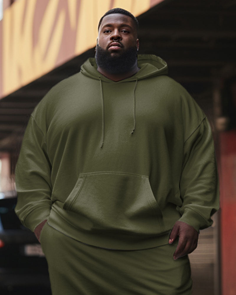 Big & Tall Solid Color Hoodie Sweatpants Set for big men view 6