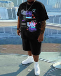 Big & Tall Graphic Streetwear T-Shirt Shorts Set for big men view 1
