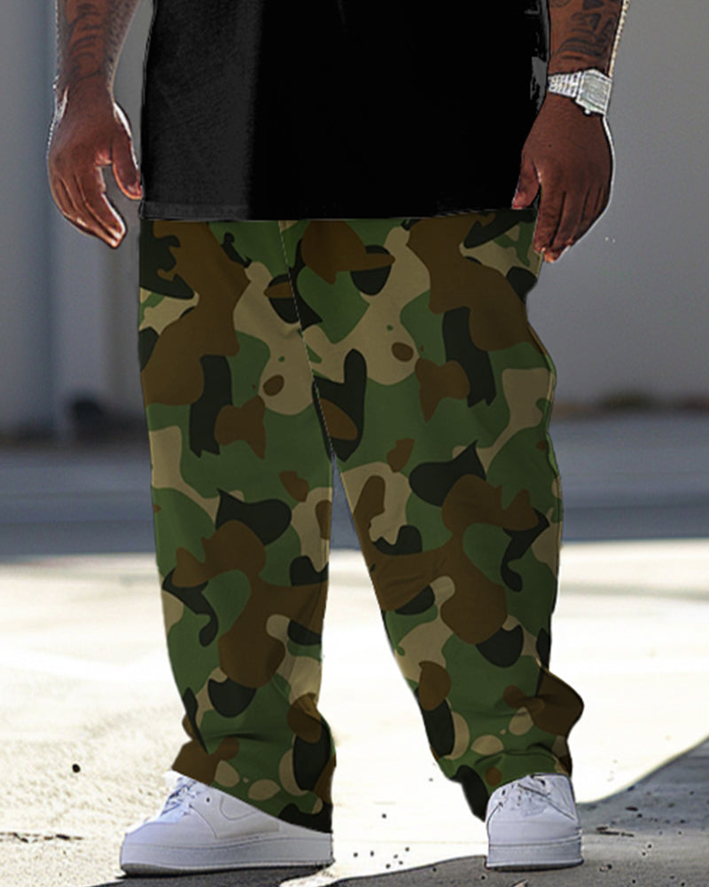 Big & Tall Graphic Camouflage T-Shirt Pants Set for big men view 3