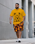 Big & Tall Yellow Graphic T-Shirt Shorts Set for big men view 1