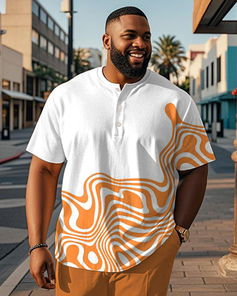 Big & Tall Orange Geometric Graphic T-Shirt for big men view 1