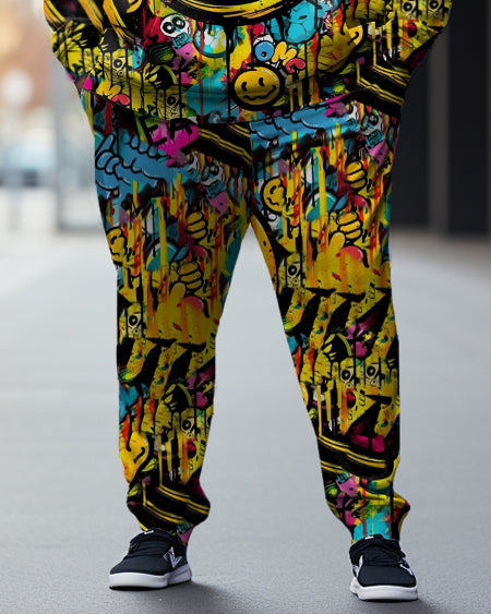 Big & Tall Graphic Graffiti Hoodie Sweatpants Set for big men view 3