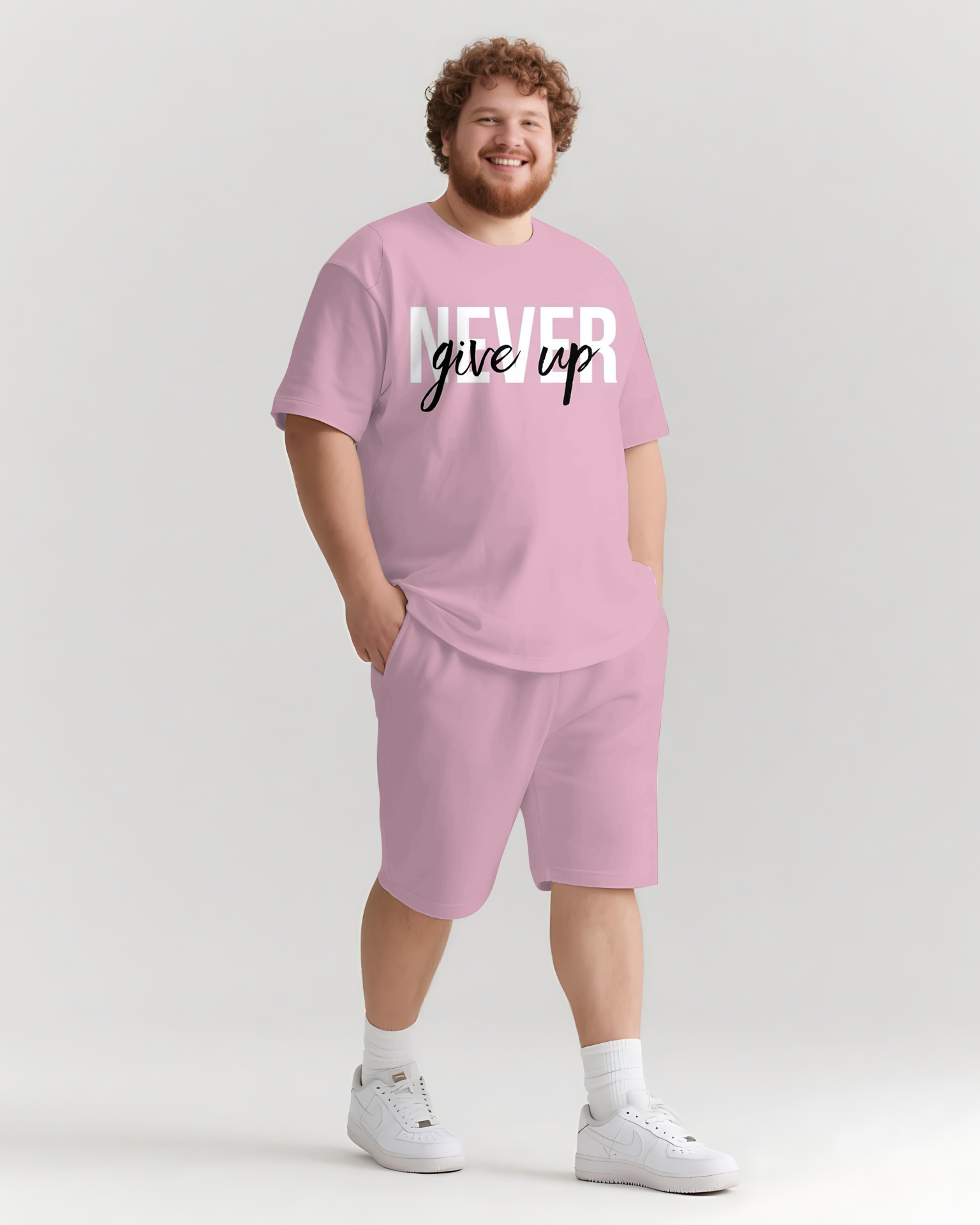 Big & Tall Graphic Streetwear T-Shirt Shorts Set for big men view 1