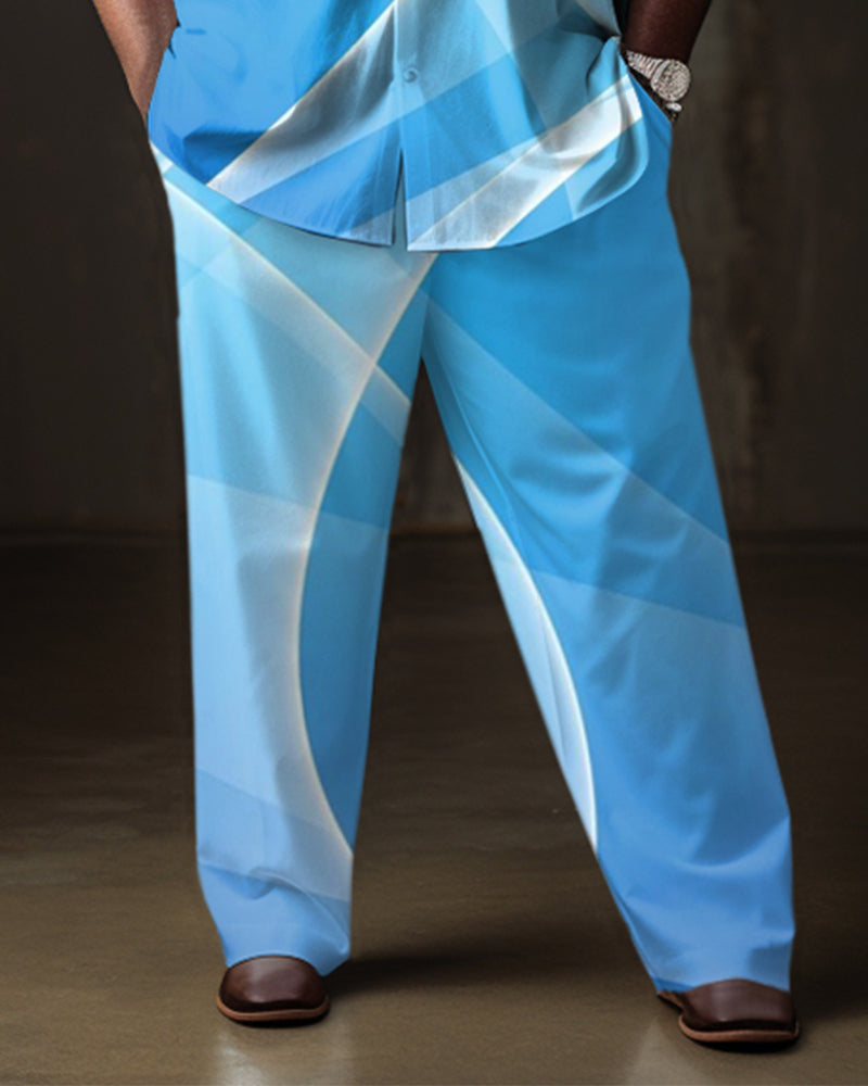 Big & Tall Blue Geometric Two-piece Set for big men view 3