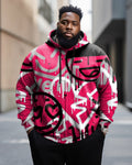Big & Tall Graffiti Streetwear Hoodie Sweatpants Set for big men