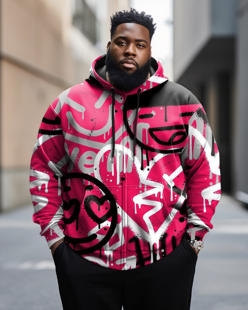 Big & Tall Graffiti Streetwear Hoodie Sweatpants Set for big men