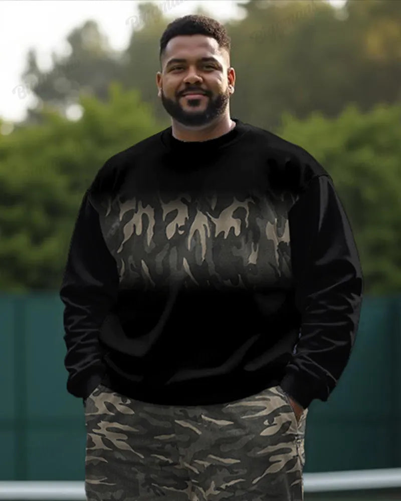 Big & Tall Camouflage Hoodie Sweatpants Set for big men view 3