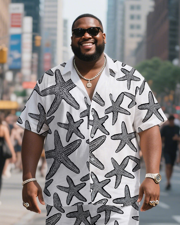 Big & Tall Hawaiian Graphic T-Shirt Shorts Set for big men view 2