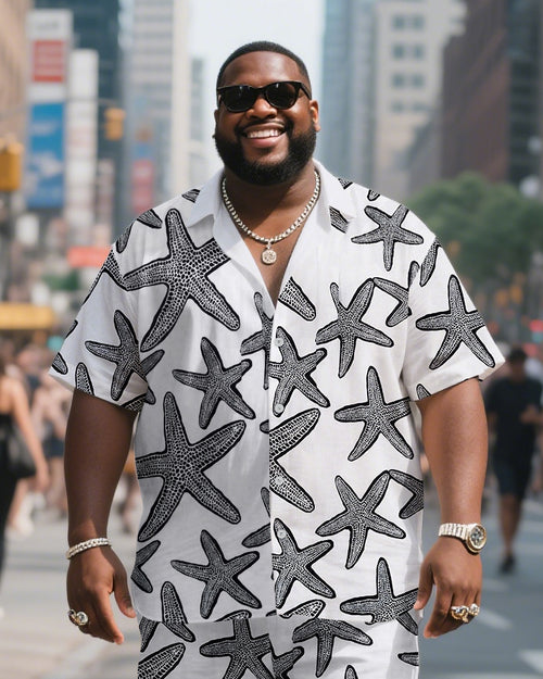 Big & Tall Hawaiian Graphic T-Shirt Shorts Set for big men view 2