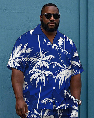 Big & Tall Hawaiian T-Shirt Shorts Set for big men view 2