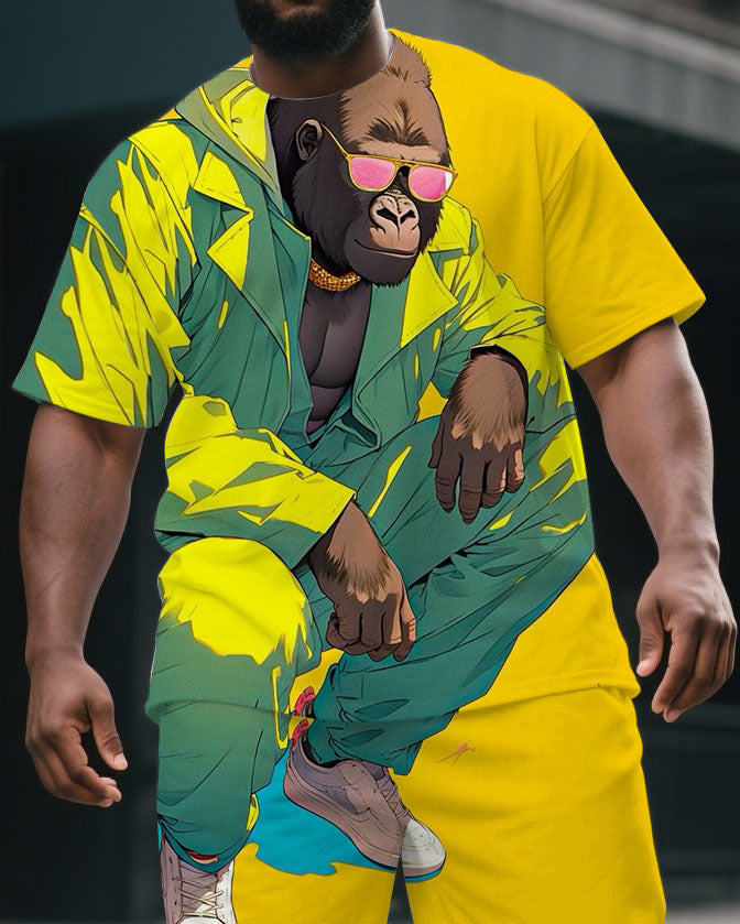 Big & Tall Graphic T-Shirt Shorts Set for big men view 2