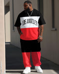 Big & Tall Colorblock Graphic T-Shirt Pants Set for big men view 1