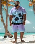 Big & Tall Hawaiian Gradient T-Shirt Shorts Set for big men view 1