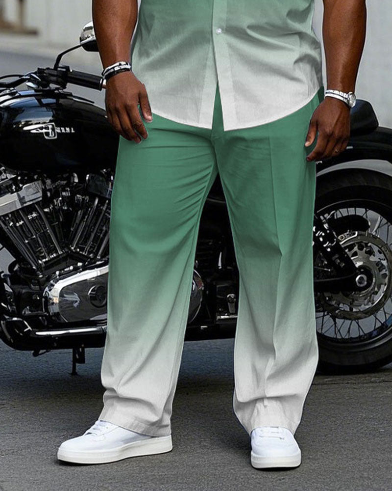 Big & Tall Green Gradient T-Shirt Pants Set for big men view 3