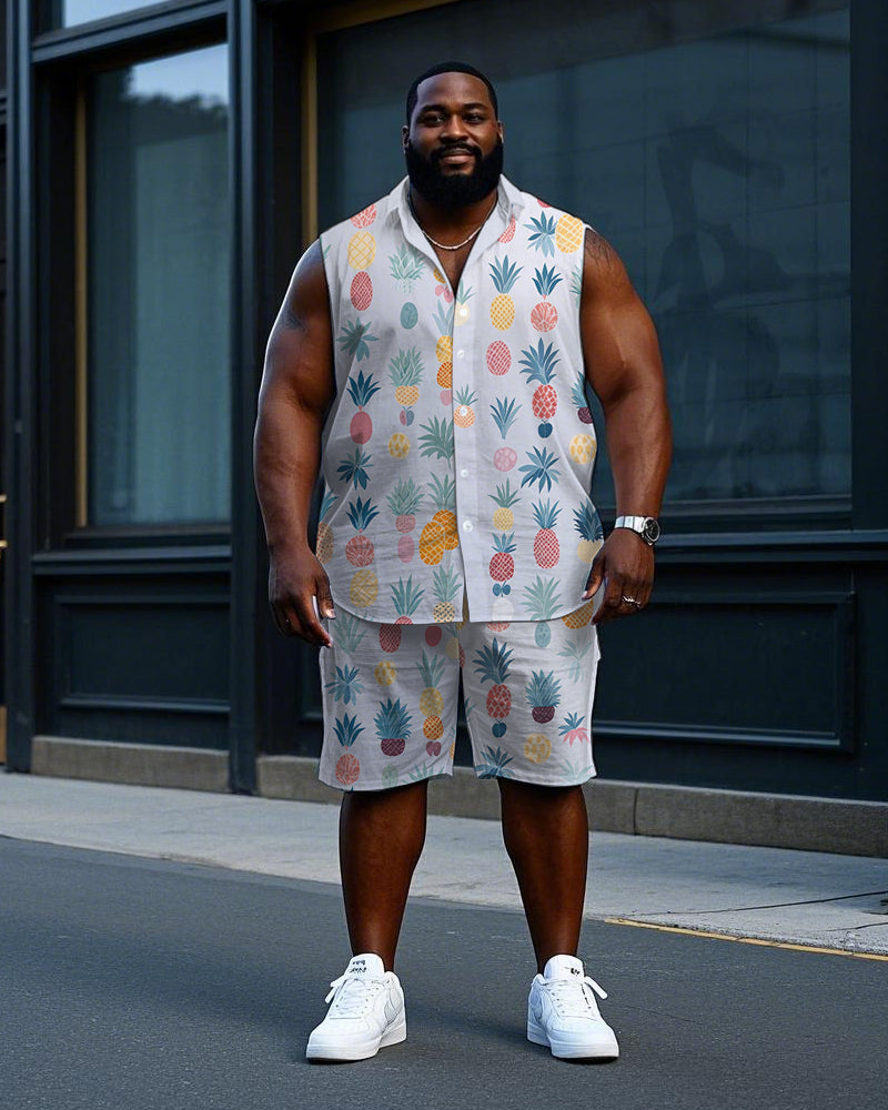 Big & Tall Hawaiian T-Shirt Shorts Set for big men view 1