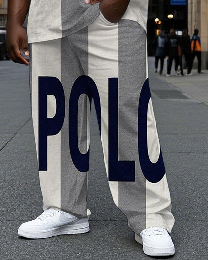 Big & Tall Colorblock Graphic T-Shirt Pants Set for big men view 3