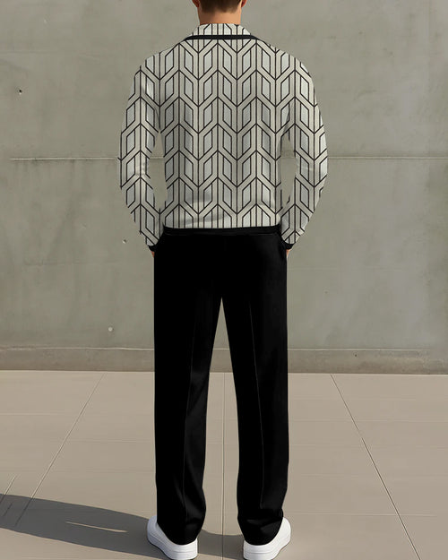 Big & Tall Geometric Graphic Two-piece Set for big men view 2