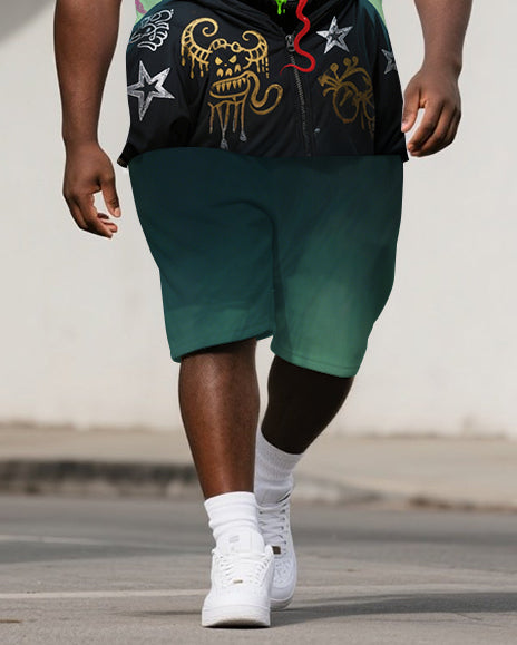 Big & Tall Streetwear Polo Shorts Set for big men view 3