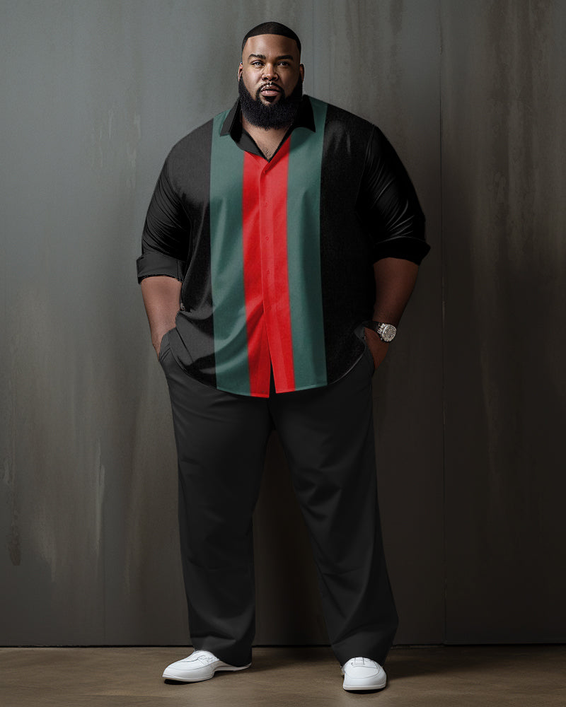 Big & Tall Red Green Business Casual Two-piece Set for big men view 1