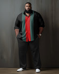 Big & Tall Red Green Business Casual Two-piece Set for big men view 1