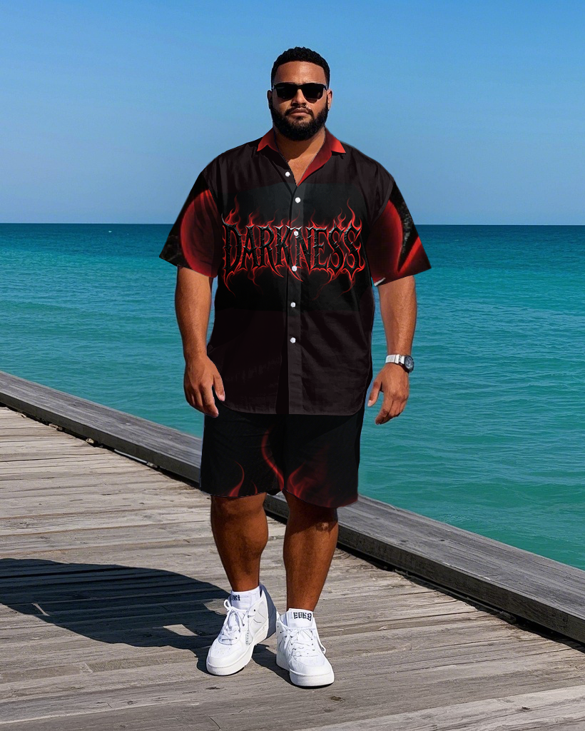 Big & Tall Colorblock Graphic T-Shirt Shorts Set for big men view 2