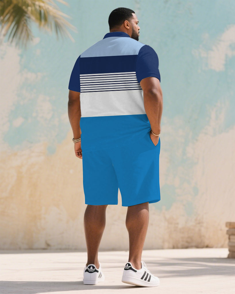 Big & Tall Blue Colorblock Striped Jeans for big men view 4