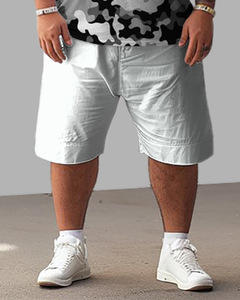Big & Tall Colorblock Graphic T-Shirt Shorts Set for big men view 3