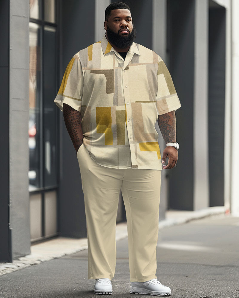 Big & Tall Geometric Graphic T-Shirt Pants Set for big men view 1