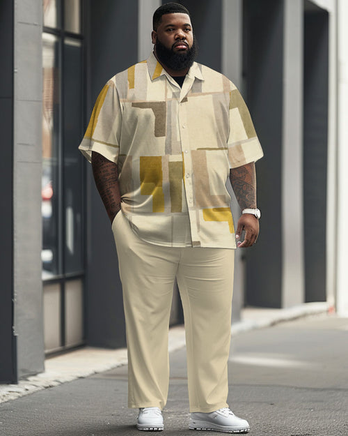 Big & Tall Geometric Graphic T-Shirt Pants Set for big men view 1