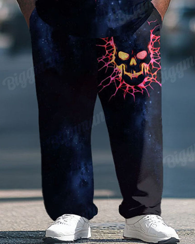 Big & Tall Graphic Streetwear Skull T-Shirt Pants Set for big men view 3