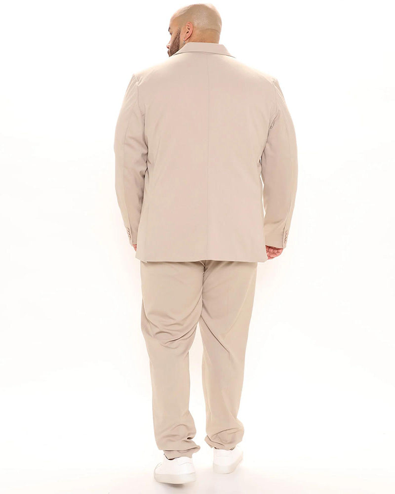 Big & Tall Solid Color Business Casual Two-piece Set for big men view 15