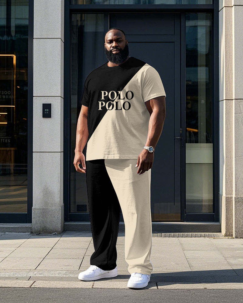 Big & Tall Colorblock Graphic T-Shirt Pants Set for big men view 1