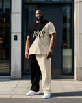 Big & Tall Colorblock Graphic T-Shirt Pants Set for big men view 1