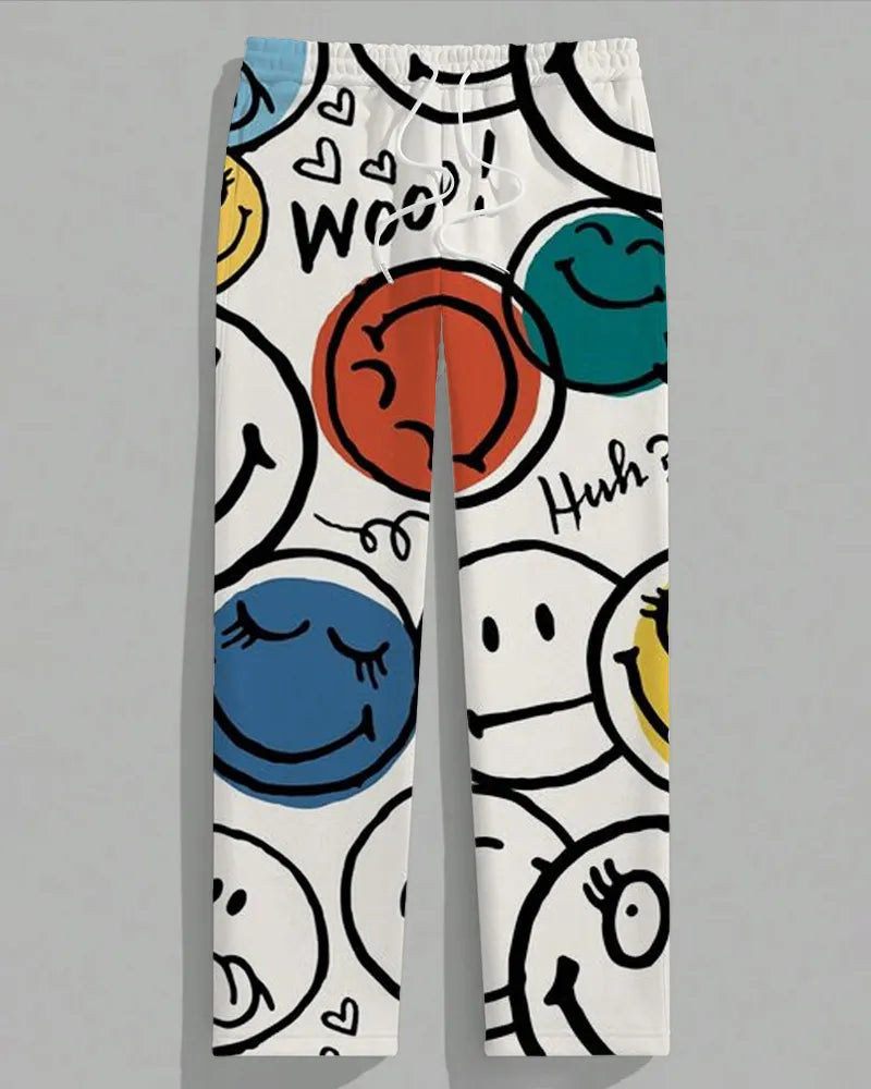 Big & Tall Graphic Smiley Hoodie Sweatpants Set for big men view 4
